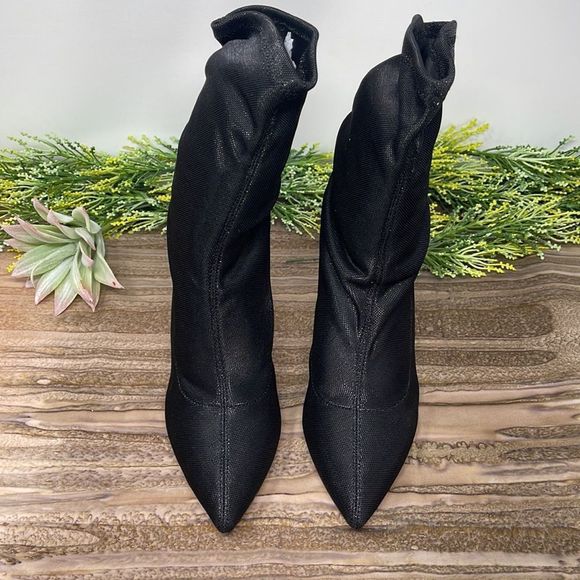 Badgley Mischka Womens Ronnie Fabric Pointed Toe Mid-calf Booties Size 6.5 - Picture 2 of 12